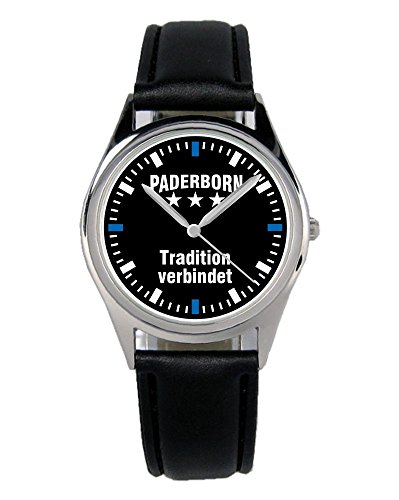 KIESENBERG Armbanduhr Paderborn Geschenk Artikel Idee Fan Damen Herren Unisex Analog Quartz Lederarmband Uhr 36mm Durchmesser B-2314 von KIESENBERG