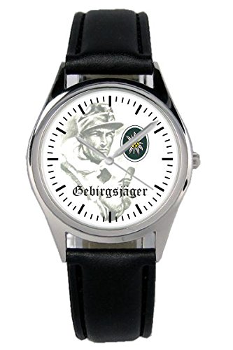 KIESENBERG Armbanduhr Soldat Bundeswehr Gebirgsjäger Geschenk Artikel Idee Fan Damen Herren Unisex Analog Quartz Lederarmband Uhr 36mm Durchmesser B-1155 von KIESENBERG