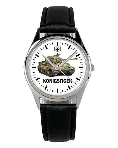 KIESENBERG Armbanduhr Soldat Bundeswehr Panzer Königstiger Geschenk Artikel Idee Fan Damen Herren Unisex Analog Quartz Lederarmband Uhr 36mm Durchmesser B-1090 von KIESENBERG