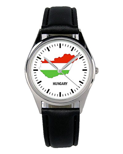 KIESENBERG Armbanduhr Ungarn Hungary Geschenk Artikel Idee Fan Damen Herren Unisex Analog Quartz Lederarmband Uhr 36mm Durchmesser B-1261 von KIESENBERG