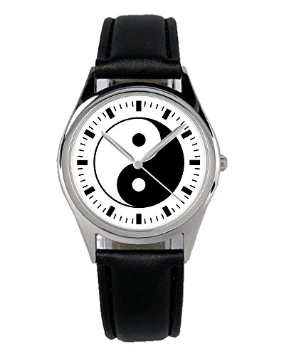 KIESENBERG Armbanduhr Ying Yang Geschenk Artikel Idee Fan Damen Herren Unisex Analog Quartz Lederarmband Uhr 36mm Durchmesser B-2201 von KIESENBERG