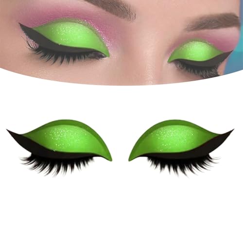 Lazy Eye Shadow Wimpernpflaster, 2-in-1 wiederverwendbare Augen-Make-up-Aufkleber mit falschen Wimpern und Schatten, Lidschatten-Wimpern-Make-up-Aufkleber (Green) von KIEYIQE