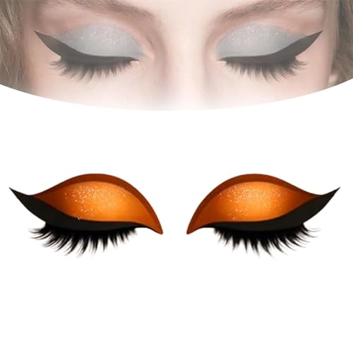 Lazy Eye Shadow Wimpernpflaster, 2-in-1 wiederverwendbare Augen-Make-up-Aufkleber mit falschen Wimpern und Schatten, Lidschatten-Wimpern-Make-up-Aufkleber (Orange) von KIEYIQE