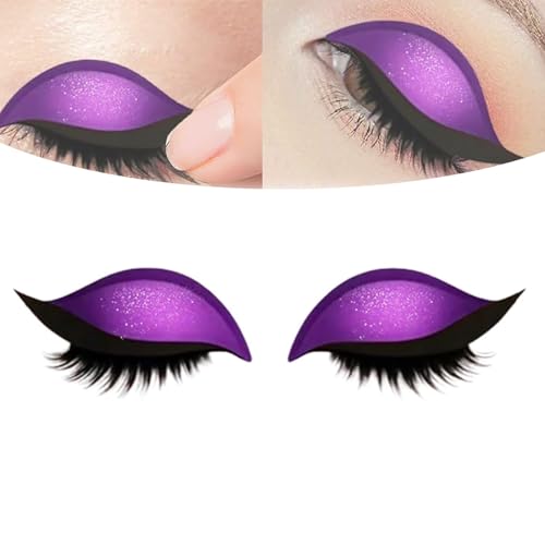 Lazy Eye Shadow Wimpernpflaster, 2-in-1 wiederverwendbare Augen-Make-up-Aufkleber mit falschen Wimpern und Schatten, Lidschatten-Wimpern-Make-up-Aufkleber (Purple) von KIEYIQE