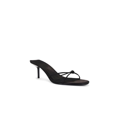 KIFIWUI Riemchensandalen mit Kätzchen-Absätzen für Damen, offene runde Zehenpartie, Slipper, Pantoletten, geknotetes Design, Sommermode, Schwarz, 40 EU von KIFIWUI