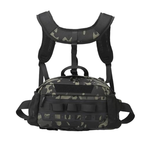 Herren Wanderweste Rucksack Angeln Brusttasche Utility Sport Molle Hüfttaschen Große Outdoor Jagd Gürteltasche Camping(Color 02) von KIFSDLF