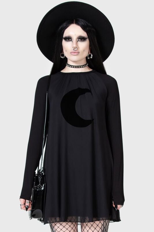 KIHILIST by KILLSTAR - Gothic Kurzes Kleid - Lunar Apex Raglan Dress - XS bis 4XL - für Damen - Größe XXL - schwarz von KIHILIST by KILLSTAR
