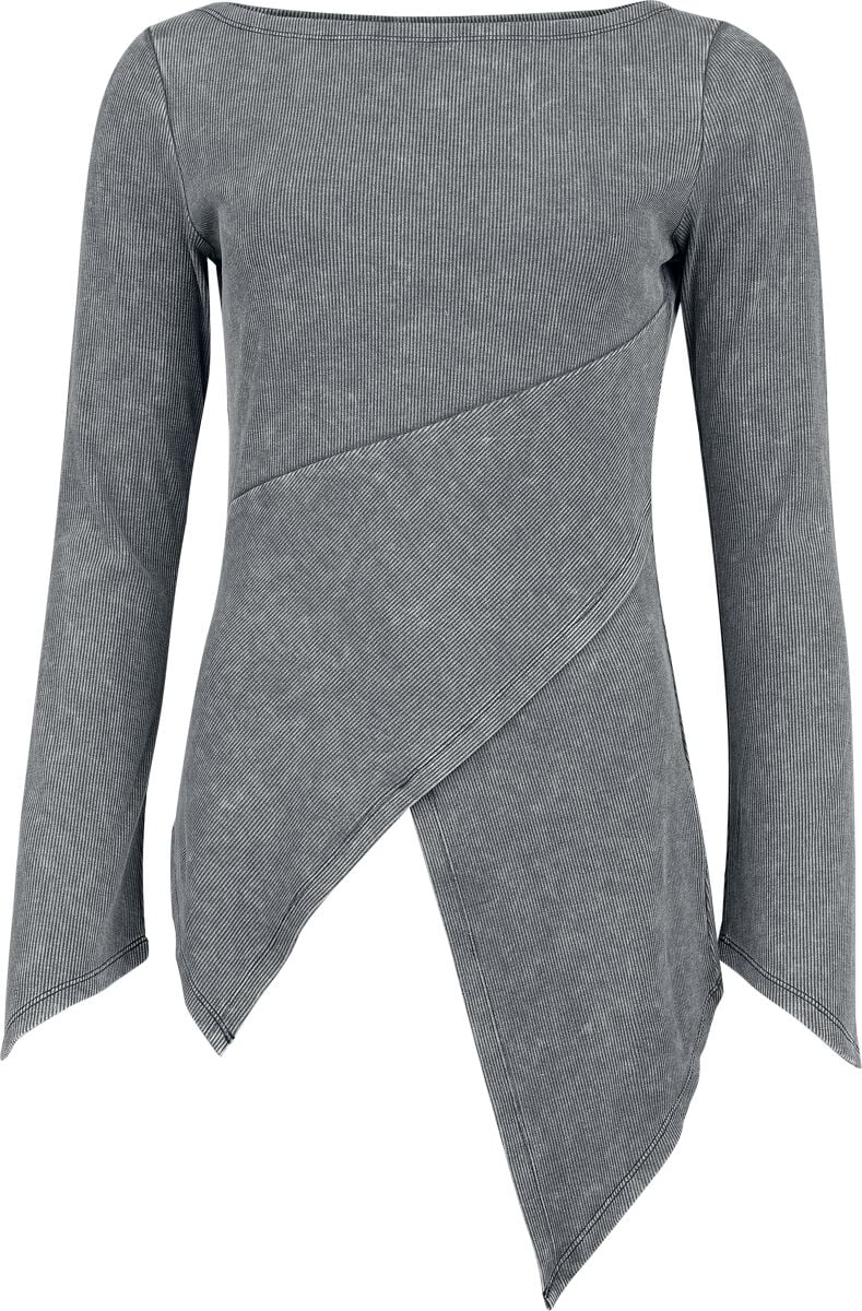 KIHILIST by KILLSTAR - Gothic Langarmshirt - Walking in Abyss Top - XS bis 4XL - für Damen - Größe XS - grau von KIHILIST by KILLSTAR
