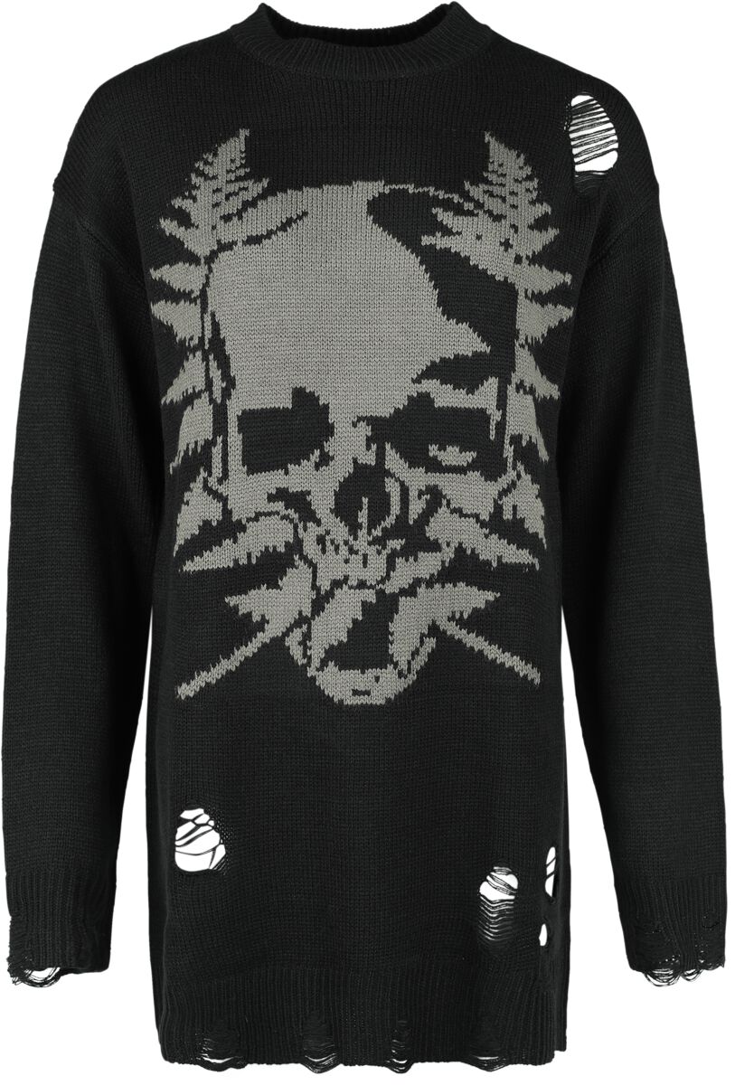 KIHILIST by KILLSTAR - Gothic Strickpullover - Cause Fear Knit Sweater - S bis XXL - Größe S - schwarz von KIHILIST by KILLSTAR