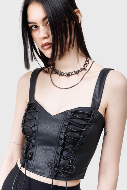 KIHILIST by KILLSTAR Nyxian Corset Top schwarz in L von KIHILIST by KILLSTAR
