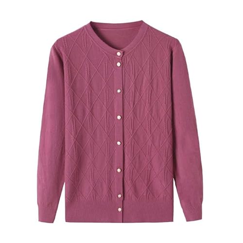 KIJSKKOPO Cardigan Damen,Dünne Strickjacken für Ältere Menschen Mittleren Und Hohen Alters, Grün, Langärmlig, Rundhalsausschnitt, Knopfleiste, Strickmantel Mit Rautengittermuster, Strickjacken von KIJSKKOPO