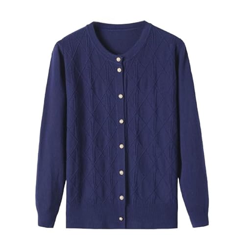KIJSKKOPO Damen Cardigan,Dünne Strickjacken für Ältere Menschen Mittleren Und Hohen Alters, Grün, Langärmlig, Rundhalsausschnitt, Knopfleiste, Strickmantel Mit Rautengittermuster, Strickjacke von KIJSKKOPO