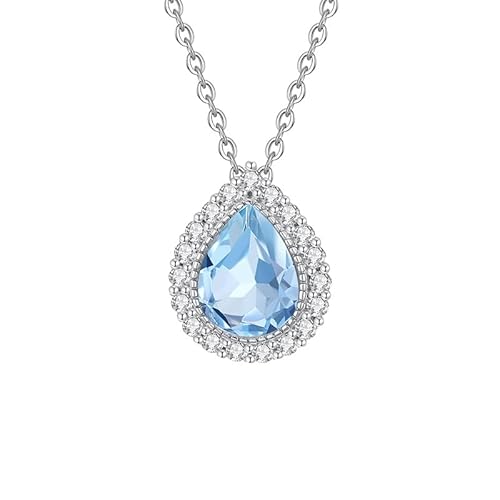 KIJSKKOPO Halskette In Tropfenform Aus 925Er Sterlingsilber, Anhänger mit Eingelegten Wassertropfen Aus Peridot Schliff Und Zirkonia, Geburtsstein, Verstellbar, Choker Halskette, Schmuck, Hoch von KIJSKKOPO