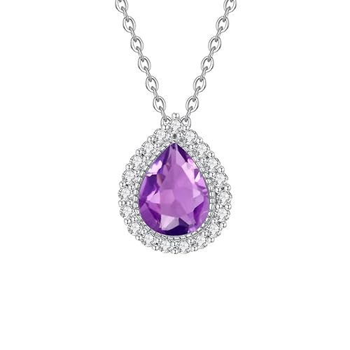 KIJSKKOPO Halskette In Tropfenform Aus 925Er Sterlingsilber, Anhänger mit Peridot Und Zirkonia Geburtsstein, Verstellbar, Halsband, Schmuck, Hochzeit, Geburtstag, Edelstein, Geschenk, Lila KIJSKKOPO Halskette In Tropfenform Aus 925Er Sterlingsilber, Anhänger mit Peridot Und Zirkonia Geburtsstein, Verstellbar, Halsband, Schmuck, Hochzeit, Geburtstag, Edelstein, Geschenk, Lila von KIJSKKOPO