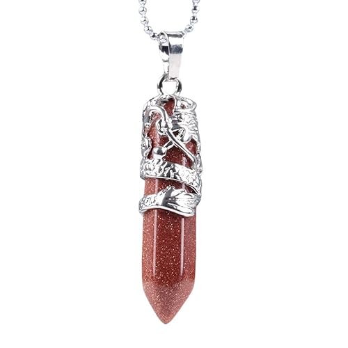 KIJSKKOPO Halsketten Mit Sechseckigen Kristallen Und Steinanhängern, Schmuck, Natürlicher Reiki Anhänger Aus Schwarzem Onyx Und Silber, Umwickelt Mit Energie Edelstein, Chakra Anhänger, Wikinger von KIJSKKOPO
