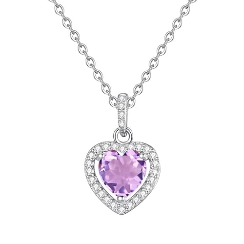 KIJSKKOPO Herzketten Aus 925Er Sterlingsilber für Damen, Silberner Anhänger mit Herzanhänger Und Eingelegtem Rotem Zirkonia Geburtsstein, Verstellbar, Schmuck, Hochzeit, Party, Geburtstag, Gesch KIJSKKOPO Herzketten Aus 925Er Sterlingsilber für Damen, Silberner Anhänger mit Herzanhänger Und Eingelegtem Rotem Zirkonia Geburtsstein, Verstellbar, Schmuck, Hochzeit, Party, Geburtstag, Gesch von KIJSKKOPO