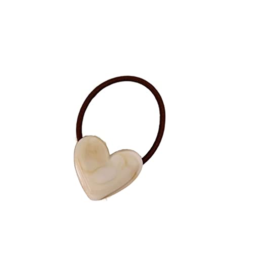 1 Stück elastischer herzförmiger Haarring Haarseilband Haarschmuck Haargummi Haarseil niedliches kleines Geschenk for Frauen Mädchen (Color : Beige, Size : 1SIZE) von KIKBAX