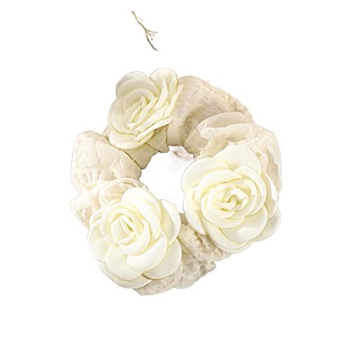 Frauen Band Rose Blume elastisches Haarband for Frauen Mädchen Haar Seil Krawatten Blume Haar Scrunchie Pferdeschwanz Halter Haarschmuck (Color : 1465A, Size : 1SIZE) von KIKBAX