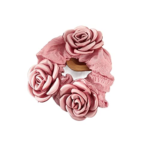 Frauen Band Rose Blume elastisches Haarband for Frauen Mädchen Haar Seil Krawatten Blume Haar Scrunchie Pferdeschwanz Halter Haarschmuck (Color : 1465B, Size : 1SIZE) von KIKBAX