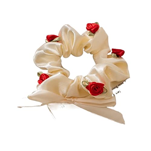 Frauen Band Rose Blume elastisches Haarband for Frauen Mädchen Haar Seil Krawatten Blume Haar Scrunchie Pferdeschwanz Halter Haarschmuck (Color : CB1012A, Size : 1SIZE) von KIKBAX