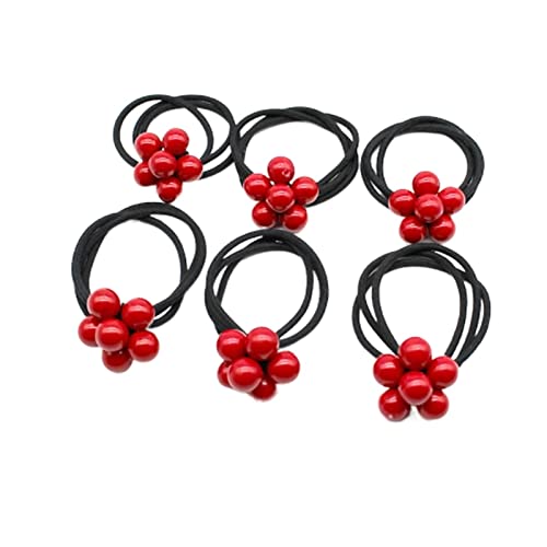 Frauen Haarschmuck Blumen Perlen Stirnbänder Pferdeschwanzhalter Mädchen Haargummis Vintage elastische Haarbänder Gummiseil Kopfschmuck (Color : P-5, Size : 1SIZE) von KIKBAX