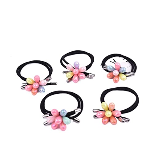 Frauen Haarschmuck Blumen Perlen Stirnbänder Pferdeschwanzhalter Mädchen Haargummis Vintage elastische Haarbänder Gummiseil Kopfschmuck (Color : P10-random color, Size : 1SIZE) von KIKBAX