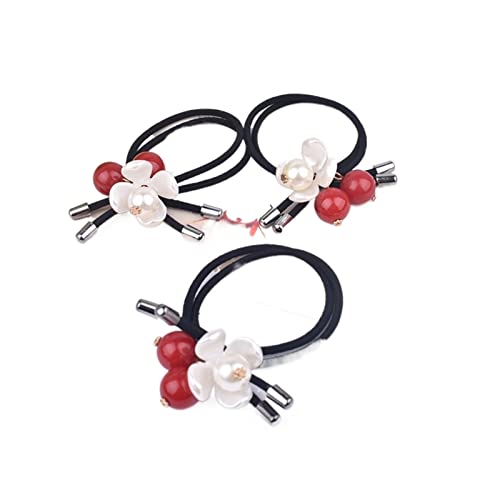 Frauen Haarschmuck Blumen Perlen Stirnbänder Pferdeschwanzhalter Mädchen Haargummis Vintage elastische Haarbänder Gummiseil Kopfschmuck (Color : PJ-3, Size : 1SIZE) von KIKBAX