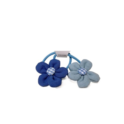 Kaffee Blume Schleife Scrunchie Kind Mädchen Kinder niedlich elastisches Haar Gummiband Zubehör Krawatte Haarring Seilhalter Kopfschmuck (Color : Blue, Size : 1SIZE) von KIKBAX