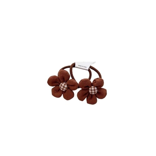 Kaffee Blume Schleife Scrunchie Kind Mädchen Kinder niedlich elastisches Haar Gummiband Zubehör Krawatte Haarring Seilhalter Kopfschmuck (Color : Coffee, Size : 1SIZE) von KIKBAX