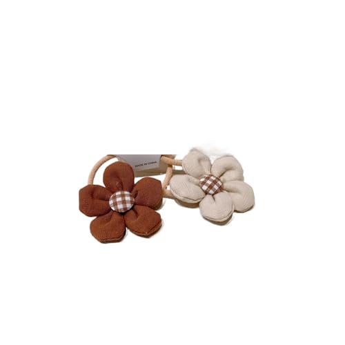 Kaffee Blume Schleife Scrunchie Kind Mädchen Kinder niedlich elastisches Haar Gummiband Zubehör Krawatte Haarring Seilhalter Kopfschmuck (Color : Coffee beige, Size : 1SIZE) von KIKBAX