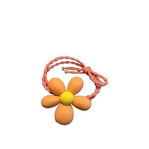 Kinder Blume Haargummis Frauen Mädchen Elastische Haare Gummibänder Zubehör Krawatte Haarring Seil Pferdeschwanz Halter Kopfschmuck (Color : 4 orange, Size : One size) von KIKBAX