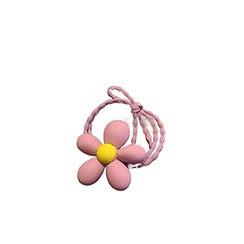 Kinder Blume Haargummis Frauen Mädchen Elastische Haare Gummibänder Zubehör Krawatte Haarring Seil Pferdeschwanz Halter Kopfschmuck (Color : 6 pink, Size : One size) von KIKBAX