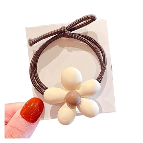 Kinder Blume Haargummis Frauen Mädchen Elastische Haare Gummibänder Zubehör Krawatte Haarring Seil Pferdeschwanz Halter Kopfschmuck (Color : 8 white, Size : One size) von KIKBAX