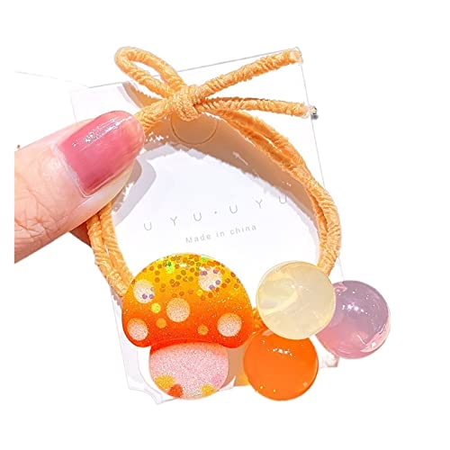 Kinder Blume Haargummis Frauen Mädchen Elastische Haare Gummibänder Zubehör Krawatte Haarring Seil Pferdeschwanz Halter Kopfschmuck (Color : A orange, Size : One size) von KIKBAX