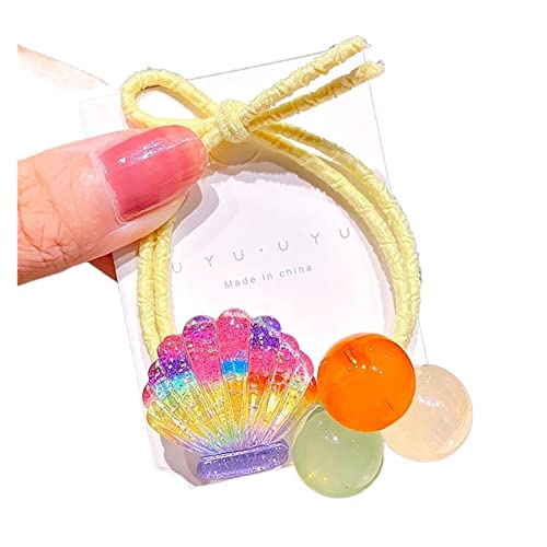 Kinder Blume Haargummis Frauen Mädchen Elastische Haare Gummibänder Zubehör Krawatte Haarring Seil Pferdeschwanz Halter Kopfschmuck (Color : Color shell, Size : One size) von KIKBAX