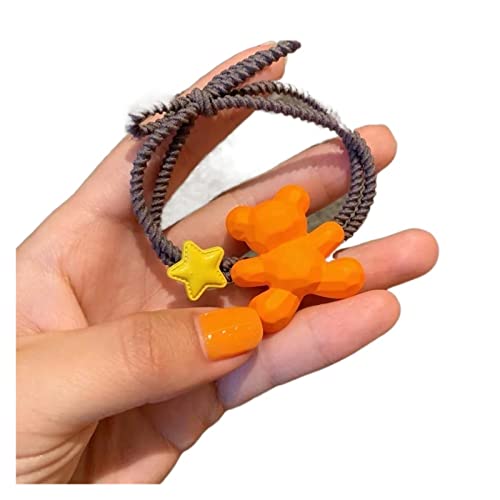 Kinder Blume Haargummis Frauen Mädchen Elastische Haare Gummibänder Zubehör Krawatte Haarring Seil Pferdeschwanz Halter Kopfschmuck (Color : Orange, Size : One size) von KIKBAX