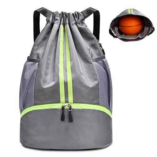 KIKIGOAL Dry Wet Separated Swimming Bag Portable Drawstring Backpack Waterproof Gym Sports Pool Beach Gear Bag, Grau-C, L von KIKIGOAL