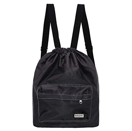 KIKIGOAL Schwimmtasche wasserdicht, trocken & nass, mit Zugband – Sporttasche für Schwimmbad, Strand, Fitness, Gym (schwarz) von KIKIGOAL