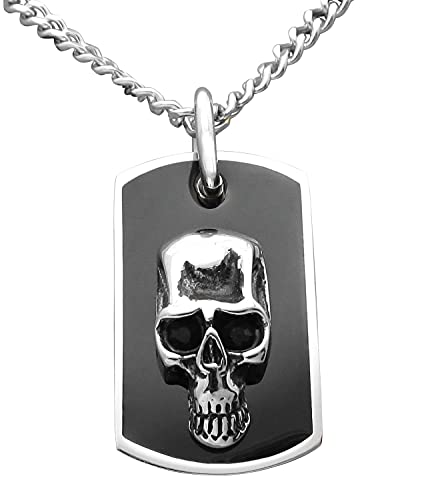 KIKUCHI JEWELRY Herren Halskette Totenkopf Anhänger Männer Edelstahl Skelett Schädel Ketteanhänger + Panzerkette 60 cm von KIKUCHI JEWELRY