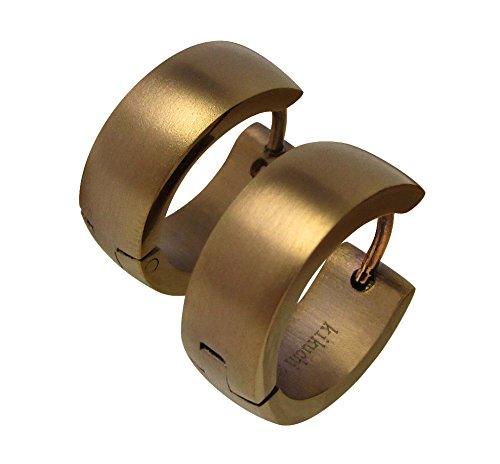 Kikuchi Damen Herren Ohrringe Klapp- Creolen Edelstahl Kaffeegold Braun Matt 6mm/ 16mmØ ER15112 von KIKUCHI JEWELRY