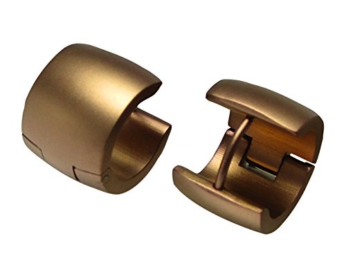 Kikuchi Herren Damen Ohrringe Titan- Edelstahl Creolen 10mm Extra-Breit Kaffee Gold Matt Sandstrahlen ERTS015 von KIKUCHI JEWELRY