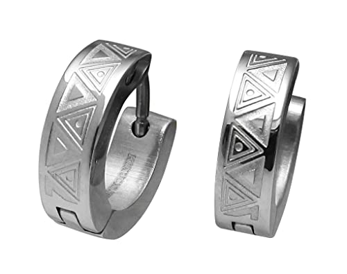 Kikuchi Herren Ohrringe Titan Stäbchen Ohrstecker Edelstahl Creolen Totem Tattoo Silber ERTS027 von KIKUCHI JEWELRY