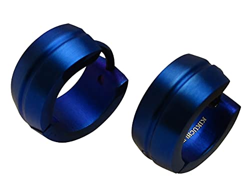 Kikuchi Männer Damen Ohrringe Blau Matt Edelstahl Creolen 6 mm Fräsung Bogen ER15178 von KIKUCHI JEWELRY