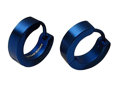 Kikuchi Unisex Ohrringe Klassische Klapp Creolen Edelstahl Ohrstecker Flinserl Titan Blau Matt 4mm WE15108 von KIKUCHI JEWELRY