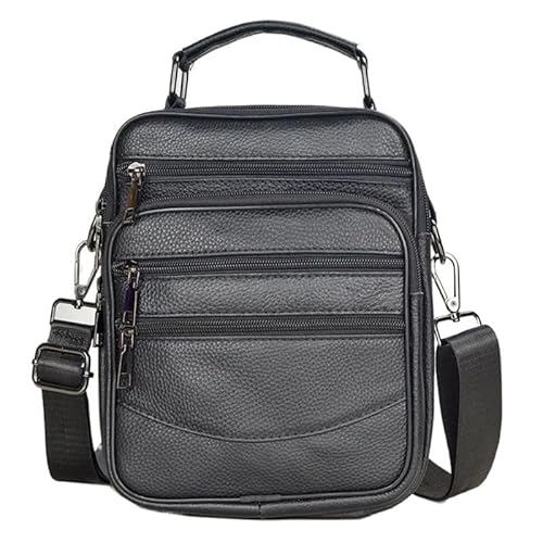 Herren Umhängetasche Echtleder Schultertasche for Männer Stilvolle kleine Umhängetasche Herren Schultertasche Mittelgroße lässige Herrentaschen for den täglichen Gebrauch(Black) von KIKYKUBBLETASW