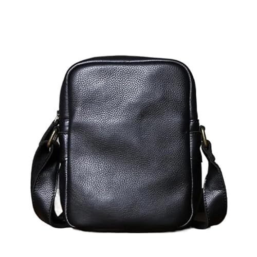 KIKYKUBBLETASW Herren Umhängetasche Echtleder Schultertasche for Männer Stilvolle kleine Umhängetasche Herren Schultertasche Mittelgroße lässige Herrentaschen for den täglichen Gebrauch(Black) von KIKYKUBBLETASW