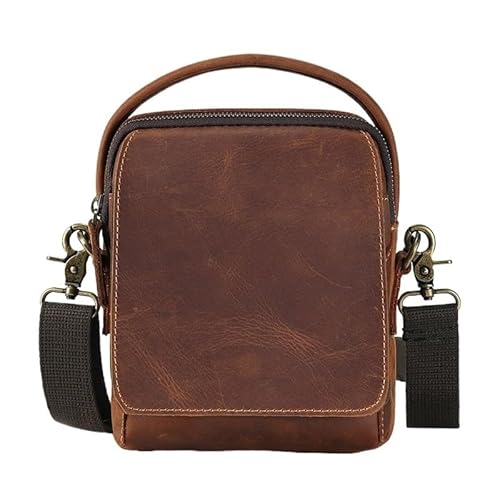 KIKYKUBBLETASW Herren Umhängetasche Echtleder Schultertasche for Männer Stilvolle kleine Umhängetasche Herren Schultertasche Mittelgroße lässige Herrentaschen for den täglichen Gebrauch(Brown) von KIKYKUBBLETASW