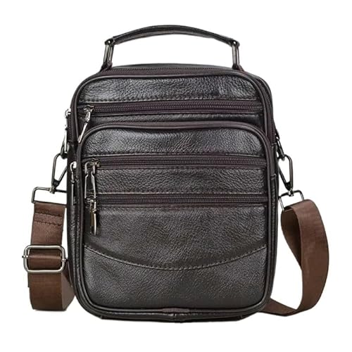 Herren Umhängetasche Echtleder Schultertasche for Männer Stilvolle kleine Umhängetasche Herren Schultertasche Mittelgroße lässige Herrentaschen for den täglichen Gebrauch(Coffee) von KIKYKUBBLETASW