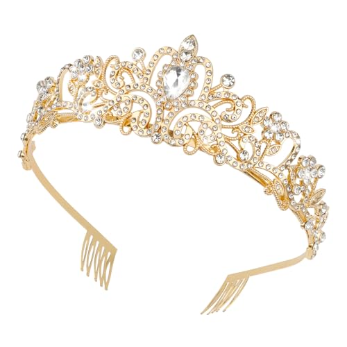 KILDOWS Krone Damen, Tiara Hochzeit Kristall Krone Braut Gold Kristallkrone Strass Krone Haarschmuck Diadem Haar Accessoires für Frauen und Mädchen Geschenke Hochzeit Geburtstag Abschlussball Party KILDOWS Krone Damen, Tiara Hochzeit Kristall Krone Braut Gold Kristallkrone Strass Krone Haarschmuck Diadem Haar Accessoires für Frauen und Mädchen Geschenke Hochzeit Geburtstag Abschlussball Party von KILDOWS