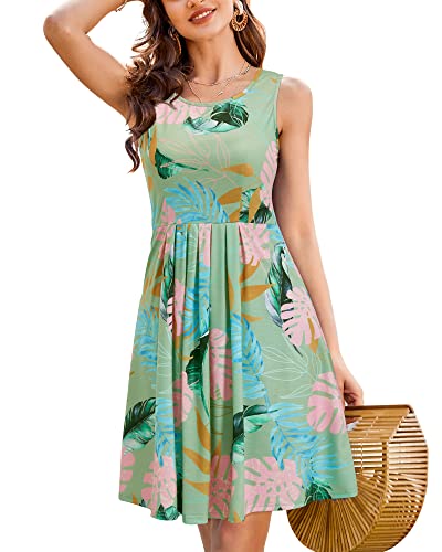 KILIG Sommerkleid Damen Strandkleid Midi Ärmellose Kleid Sommer Leicht Blumenkleid Freizeitkleid (Floral 18,XL) von KILIG